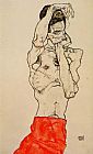 Standing Canvas Paintings - Standing Male Nude with a Red Loincloth